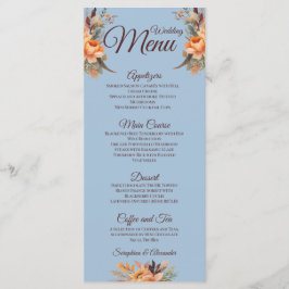 Menu Cardápio de Casamento Floral Rústico em Aquarela d