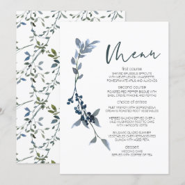Menu Cardápio de Casamento Floral Sage Silver Green