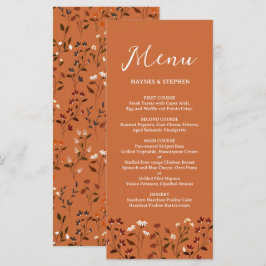 Menu Cardápio de Casamento Floral Terracota Rústico