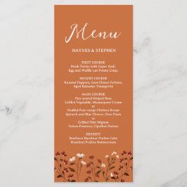Menu Cardápio de Casamento Floral Terracota Rústico