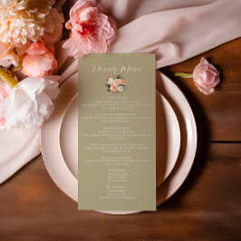 Menu Cardápio de Casamento Floral Verde Sálvia