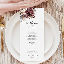 Menu Cardápio de Casamento Floral Verde Salvia e Borgon