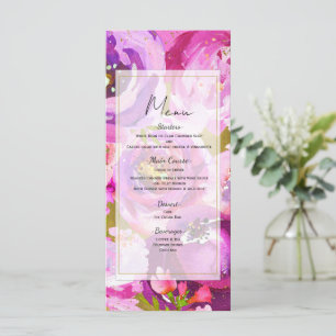 Menu Cardápio de casamento floral vibrante com toques d