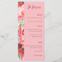 Menu Cardápio de casamento floral vibrante rosa escuro