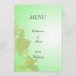 Menu cardápio de casamento, flores de tulipa amarela