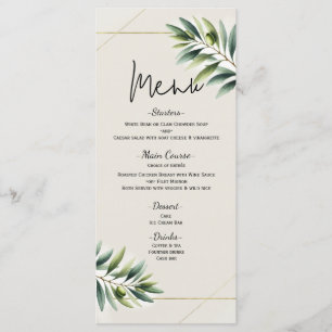 Menu Cardápio de Casamento Folha de Oliva Verde Osso Br