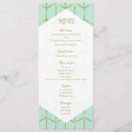Menu Cardápio de Casamento Geométrico Dourado Hexágono 