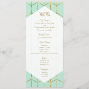 Menu Cardápio de Casamento Geométrico Dourado Hexágono 