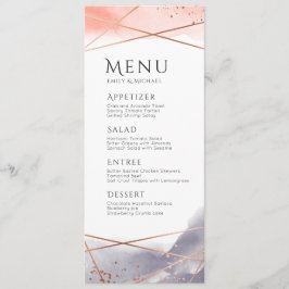 Menu Cardápio de casamento geométrico em aquarela Rose 