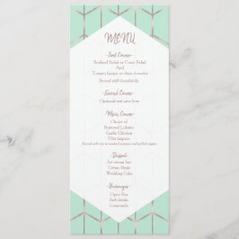Menu Cardápio de Casamento Geométrico Rosa Dourado e Ve