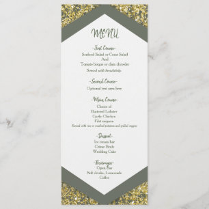 Menu Cardápio de Casamento Glam com Lascas de Brilho Ol