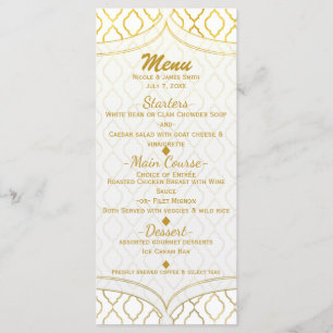 Menu Cardápio de Casamento Glamouroso Marroquino Elegan
