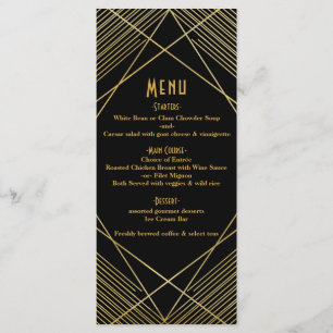Menu Cardápio de Casamento Gold & Black Elegante Modern