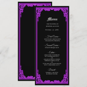 Menu Cardápio de Casamento Gótico com Brilho Roxo Mágic