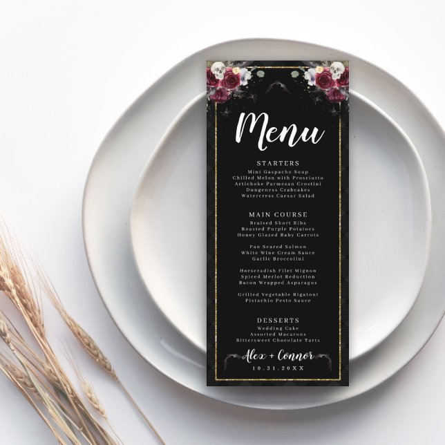 Menu Cardápio de Casamento Gótico de Romance Sombrio (Criador carregado)