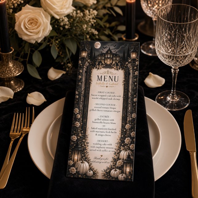 Menu Cardápio de Casamento Gótico Lua Celestial Luxo (Criador carregado)