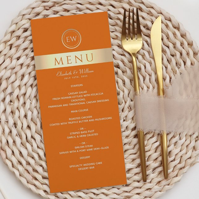 Menu Cardápio de Casamento Laranja Moderno (Criador carregado)
