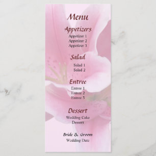 Menu Cardápio de Casamento Lilies Arm in Arm