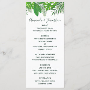 Menu Cardápio de Casamento Luau Havaiano Aquarela