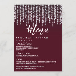Menu Cardápio de Casamento Luzes de Diamante Vermelho P
