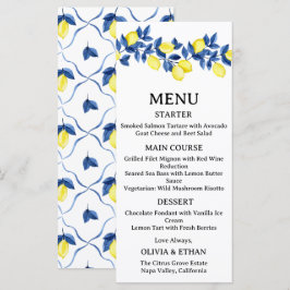 Menu Cardápio de Casamento Mediterrâneo de Limão de Ver
