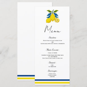 Menu Cardápio de Casamento Mediterrâneo Limão Amarelo A