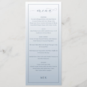 Menu Cardápio de Casamento Minimalista Azul Elegante