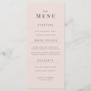 Menu Cardápio de Casamento Minimalista Beijo Quente