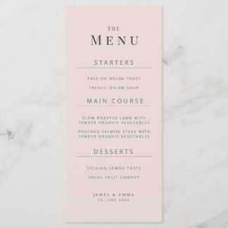 Menu Cardápio de Casamento Minimalista | Beijo Quente