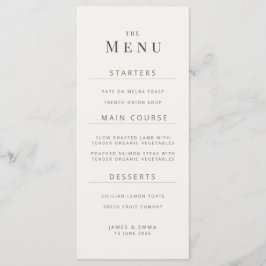 Menu Cardápio de Casamento Minimalista | Branco Quente