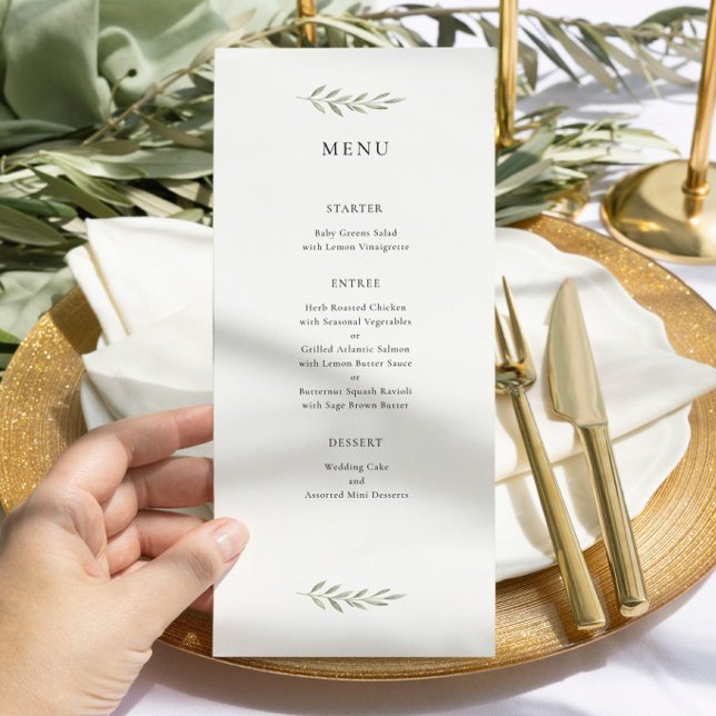 Menu Cardápio de Casamento Minimalista com Vegetação Bo (Criador carregado)