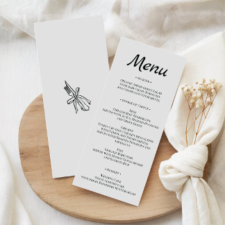 Menu Cardápio de Casamento Minimalista Elegante
