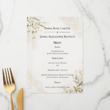 Cardápio de casamento minimalista elegante