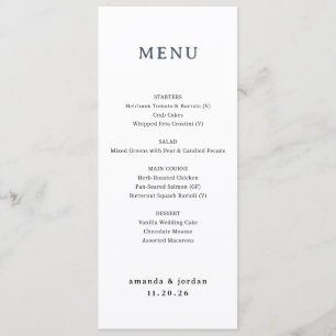 Menu Cardápio de Casamento Minimalista Elegante