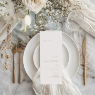 Menu Cardápio de Casamento Minimalista Elegante em Marf