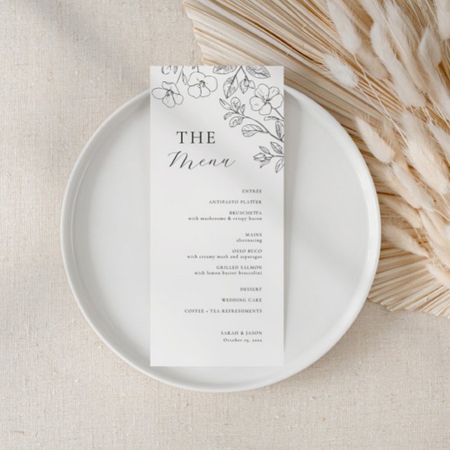 Menu Cardápio de Casamento Minimalista Floral (Criador carregado)