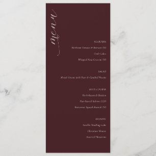 Menu Cardápio de Casamento Minimalista Marrom Elegante