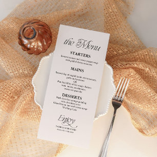 Menu Cardápio de Casamento Minimalista Moderno Preto e 