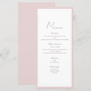 Menu Cardápio de Casamento Minimalista Moderno Rosa Ost