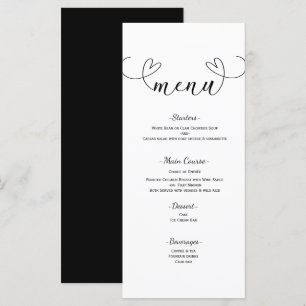 Menu Cardápio de Casamento Minimalista Preto e Branco C