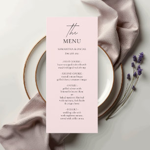Menu Cardápio de Casamento Minimalista Rosa Bege   Eleg