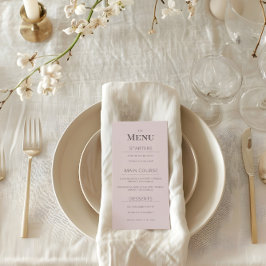 Menu Cardápio de Casamento Minimalista Rosa Desbotado