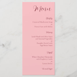 Menu Cardápio de Casamento Minimalista Rosa Desbotado e