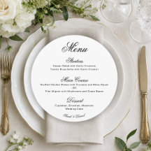 Cardápio de Casamento Minimalista Simples Preto e 