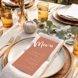 Menu Cardápio de Casamento Minimalista Terracota Modern