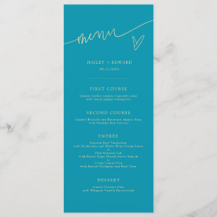 Menu Cardápio de Casamento Modern Script Aqua Blue