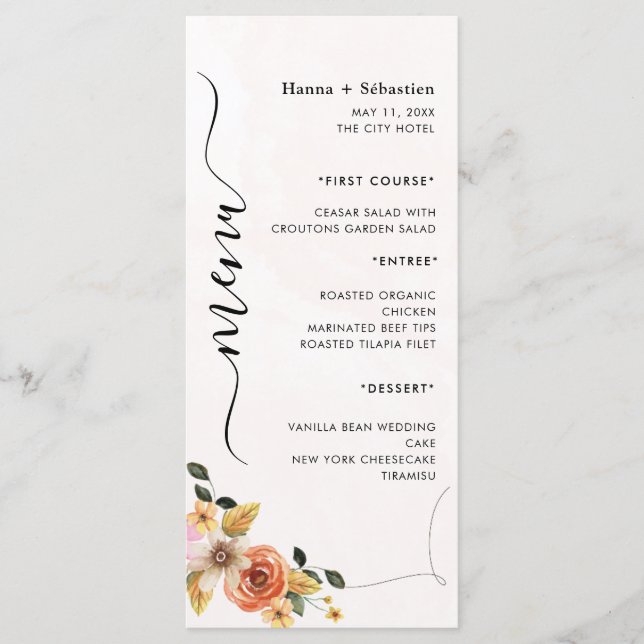 Menu Cardápio de Casamento Moderno (Frente)