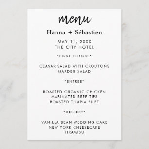 Menu Cardápio de Casamento Moderno
