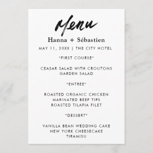 Menu Cardápio de Casamento Moderno