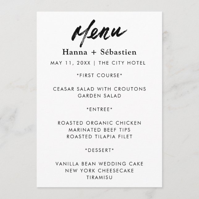Menu Cardápio de Casamento Moderno (Frente)